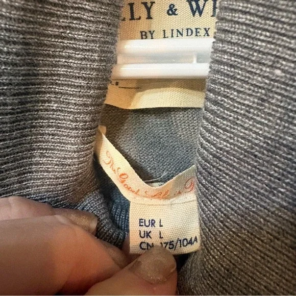 Holly & Whyte Lindex Gray Striped Long Sleeve Turtleneck Viscose Knit Top L - Picture 4 of 10